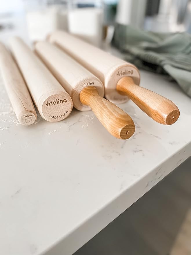 Frieling Crafted in the USA Maple Rolling Pin - Classic French Rolling Pin - Tapered 1.5 x 20 Inch Wooden Roller for Baking - Dough Roller