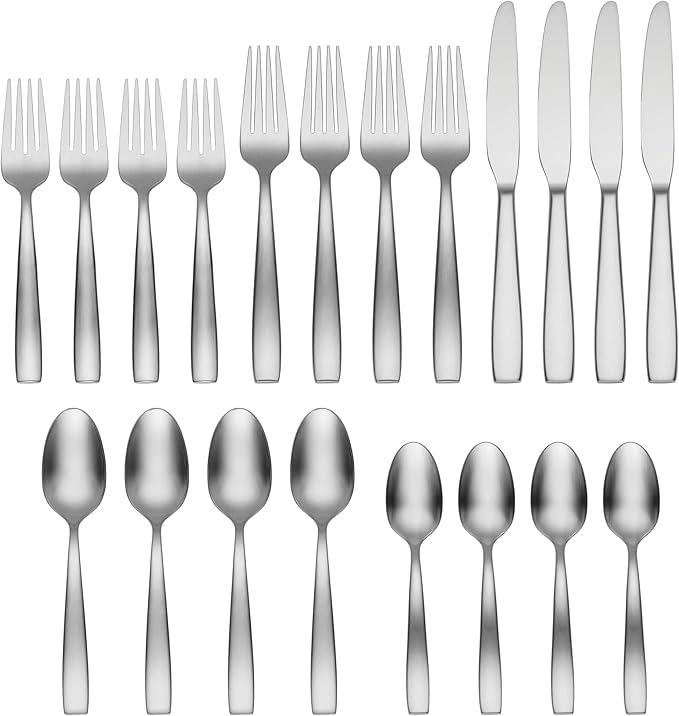 Oneida Everdine Everyday Flatware, 20 Piece, Service for 4, 18/0 Stainless Steel, Silverware Set