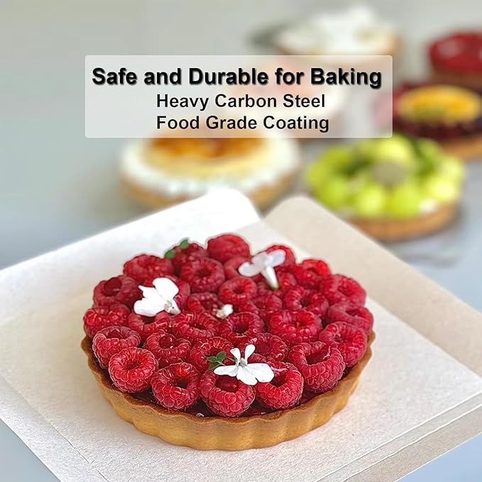 5 Inch Quiche Pans 6 Pack, Round Mini Tart Pans with Removable Bottom. Small Egg Tart Molds with Non-Stick Coating, Rugged Carbon Steel for Tart Shells Desert Making Christmas Festival Party