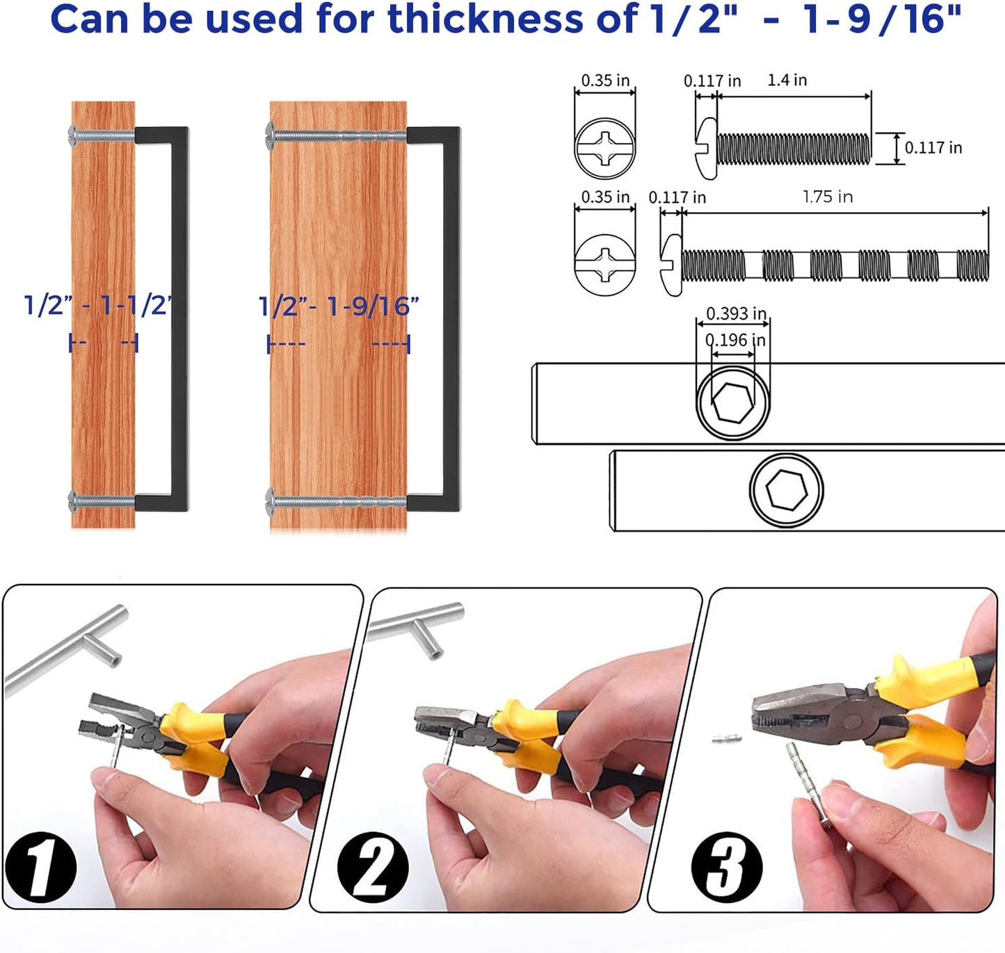 Ravinte 20-Pack Square Drawer Handles, 7-1/2 Inch, Matte Black, Pack of 20