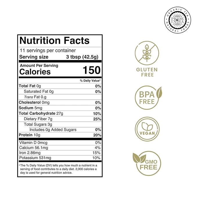 Pride of India- Mung Bean Flour 1 lbs (454 gm) Nutty Slightly Sweet Earthy Taste Freshly Milled in Small Batches | Used for Cooking Baking Binding Agent | Vegan, Gluten-Free