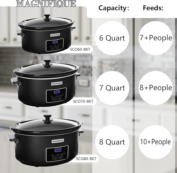 HOMECOOKIN 8 Quart Programmable Slow Cooker, Kitchen Appliances, Perfect Kitchen Small Appliance for Family Dinners, Black Stainless Steel