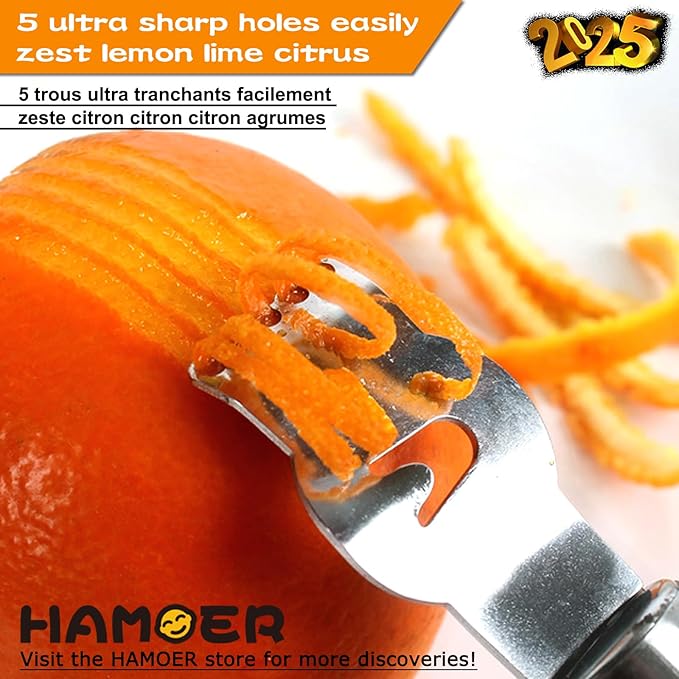 Lemon Citrus Zester Tool Cheese Grater for kitchenaid-Multipurpose grooved channel knife scraper,Stainless steel blade and ergonomically designed curved handle