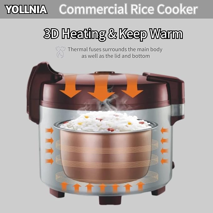 Commercial Large Rice Cooker & Food warmer | 13.8QT/65 Cup cooked rice | Non-stick Inner Pot |Auto Warmer Mode |1350W Fast Cooking