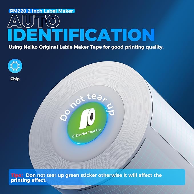 Nelko PM220 Bluetooth Label Maker Machine with Tape, 2 Inch Portable Thermal Printer for Small Business, Address, Logo, Clothing, Sticker Printer for Phones & PC, Cyan