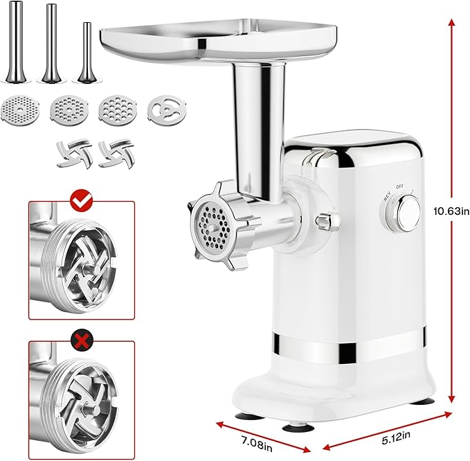 GVODE Electric Meat Grinder & Sausage Stuffer - 700W Max Power, 3 Sausage Tubes, 2 Blades, 4 Plates - Home Use Meat Smasher for Ground Beef & Sausage Maker Machine