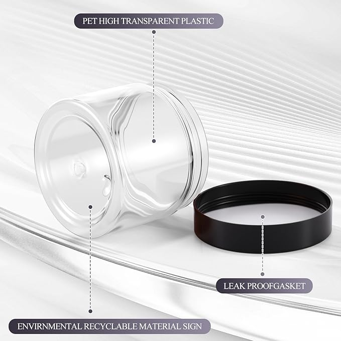 SATINIOR 6 Pack 32 oz Plastic Jars Containers with Lids Wide-mouth Refillable Leakproof Reusable Round Empty Jars for Travel Cosmetic Dry Food Spice Cookie Candy Home Kitchen Organizing(Black)