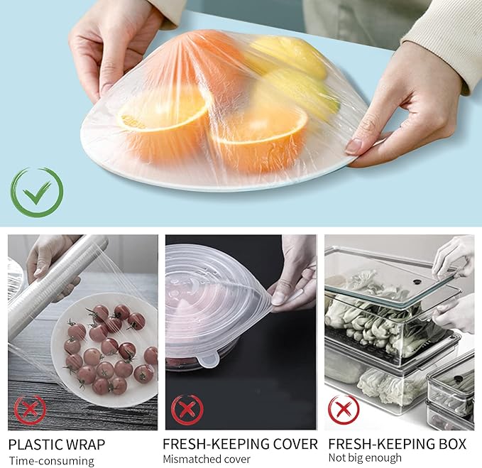 Homelove 150pcs Plastic Bowl Covers Food Cover Dish Covers, Reusable Elastic Stretch Fresh Keeping Bags, Kitchen Dining Plate Bread Proofing Food Storage Covers, Universal Kitchen Plastic Wrap