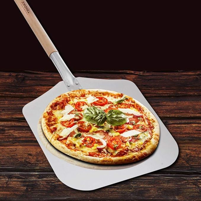 TDHDIKE Premium Aluminum Pizza Peel With Detachable Beech Handle, 12” x 32.5”, Convenient To Store, Good Helper For Baking, Homemade Pizza And Bread
