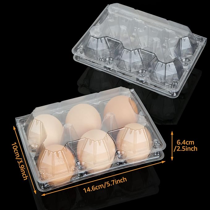 100PCS Egg Cartons Cheap Bulk, Each Holds Half Dozen Eggs (6 Eggs), Plastic Chicken Egg Carton Egg Tray Egg Cartons Holder for Family Pasture Farm Market