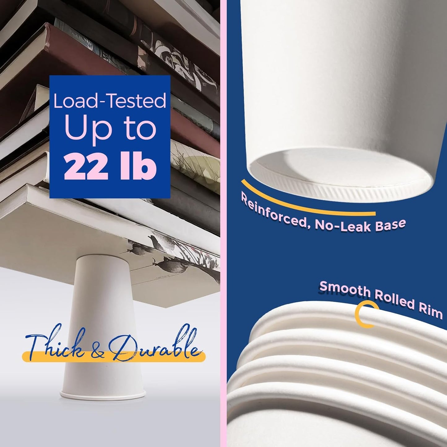 Fit Meal Prep 50 Pack 16 oz Disposable Coffee Cups with Lids, Sleeves, Leak-Proof To Go Coffee Cups with Lids, Durable Paper Cups for Hot Beverage, Home, Office, Party