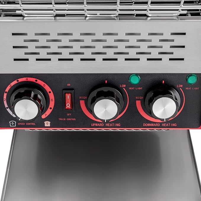 Commercial Conveyor Toaster 300 Slices/Hour Stainless Steel Conveyor Toaster 2200W Electric Toasters Oven Heavy Duty Countertop Restaurant Toaster for Cafes Bun Bagel Bread