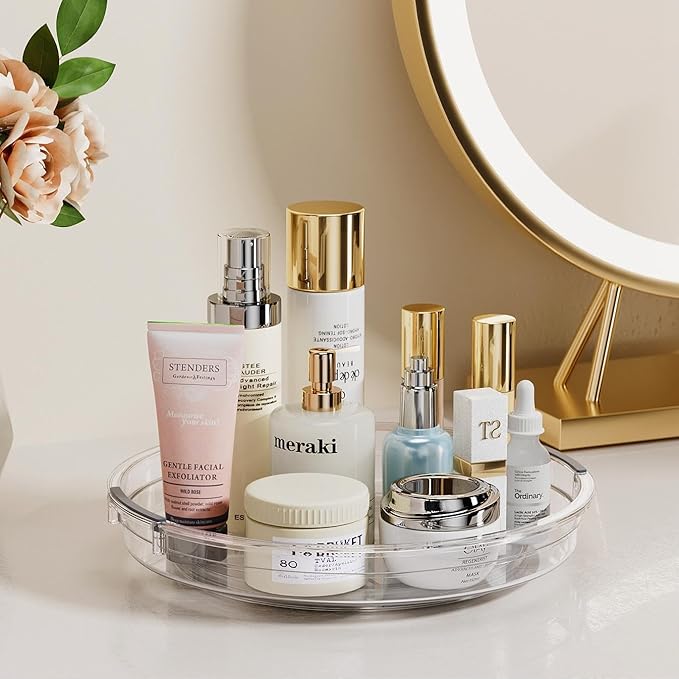 LAMU 3 Pack Lazy Susan Organizer Turntable for Cabinet, Rotating Condiment Organizer for Kitchen Pantry Organizers and Storage, Table Top, Fridge, Countertop, Spice Organization, 9.25'' 10.6'' 12''