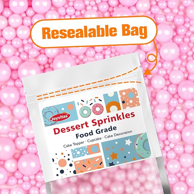 Pink Pearl Sugar Sprinkles, Desserts Decoration, Edible Pearl Candy, 150g/5.29oz Mix Size, Cake, Donut, Cupcake, Gender- Reveal Party, Valentine's Day, Wedding Party, Christmas Supplies