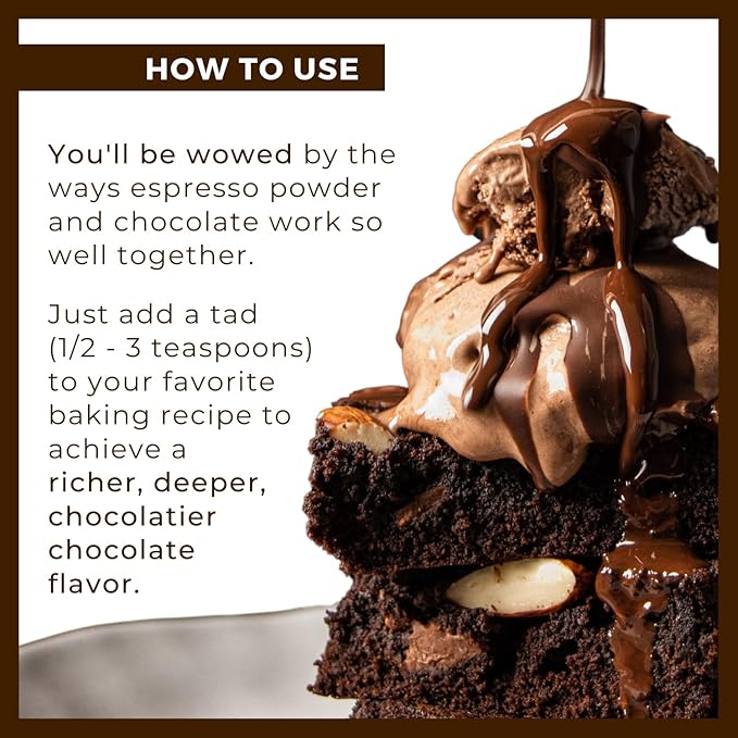 Espresso Powder for Baking - Achieve Rich Chocolate Flavor - Great for Baking - All-Natural - Fine Powder - Easily Dissolves - Gluten Free - Non-GMO - Convenient Resealable Pouch (7oz)