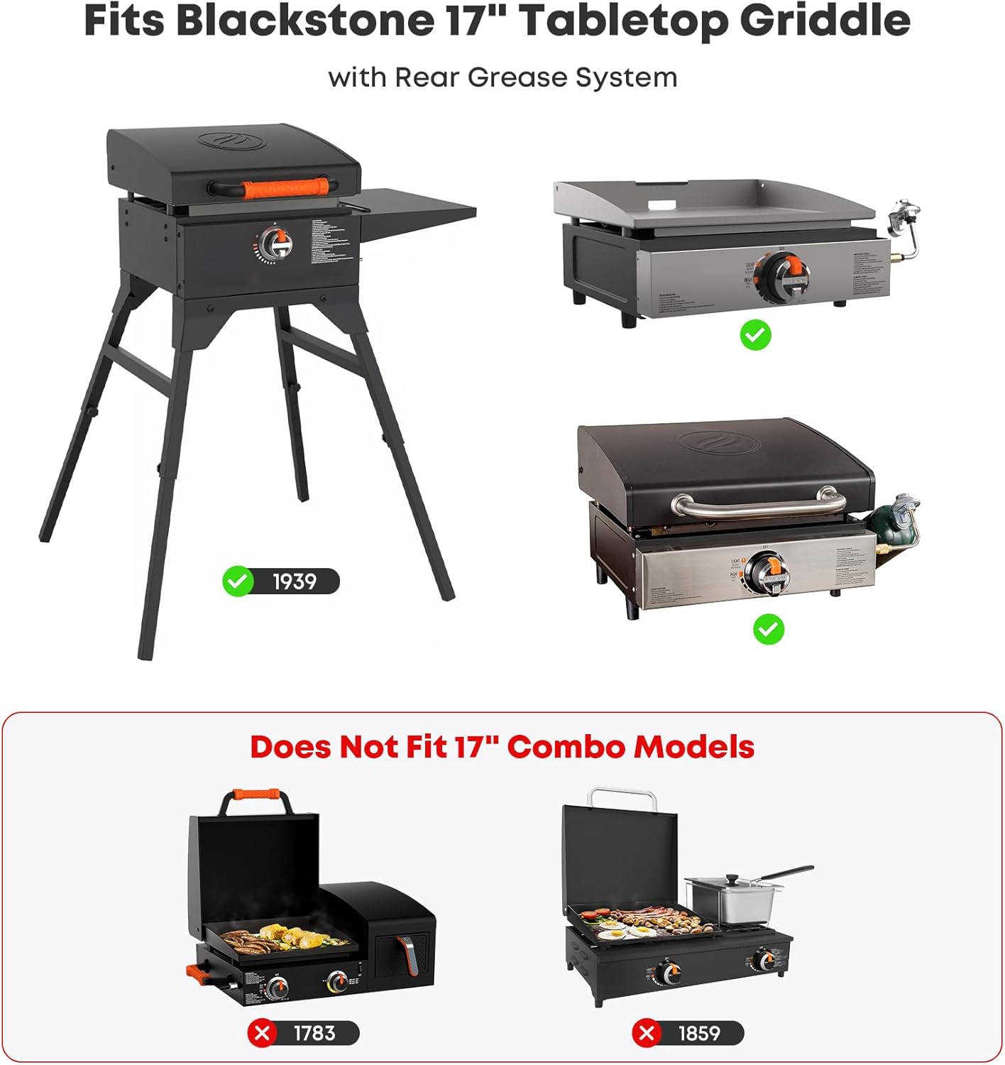 Stanbroil Stainless Steel Flat Top Griddle for Blackstone 17 Inch Tabletop Grill Station, Griddle Replacement Top with Rear Grease System