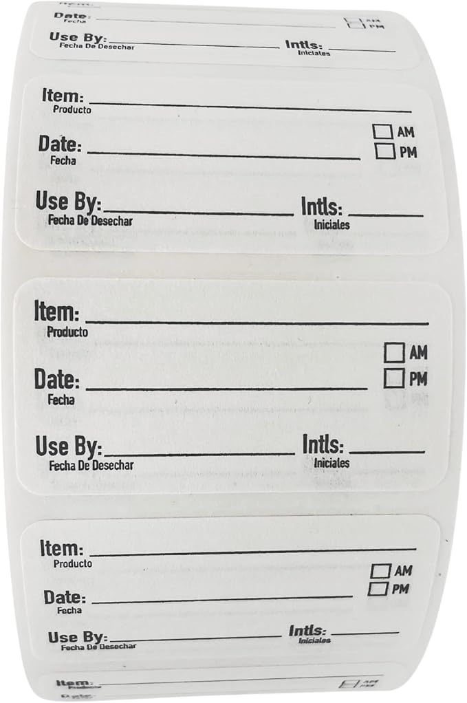 2x1 Dissolvable Food Labels, 250 Label Stickers, Bottle Labels for Storage Bins, Sticker Labels for Food containers, (250, Black)