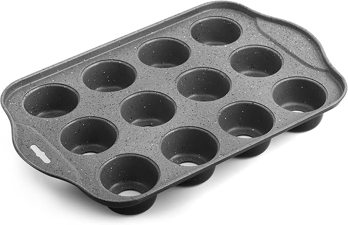 Tosnail 2 Pack 12 Cavity Mini Cheesecake Pan, Mini Cupcake Muffin Baking Pans with Removable Bottom, Round, Black