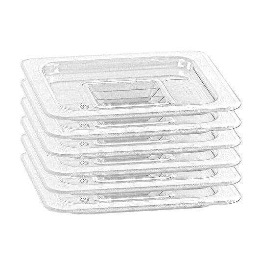 6 PCS Food Pan Lids 1/6 Size Polycarbonate Clear Pan Lids with Handle Food Storagge Container Cover for Commercial Restaurant Hotel Dishwasher Safety