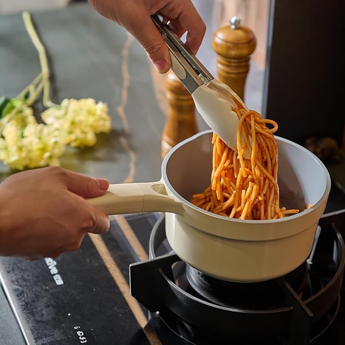 1.6 Quart Sauce Pan with Lid, Non Stick Saucepan Pot for Cooking with Pour Spout and Handle for Stove,Induction,Gas,Non Toxic,PFOA Free