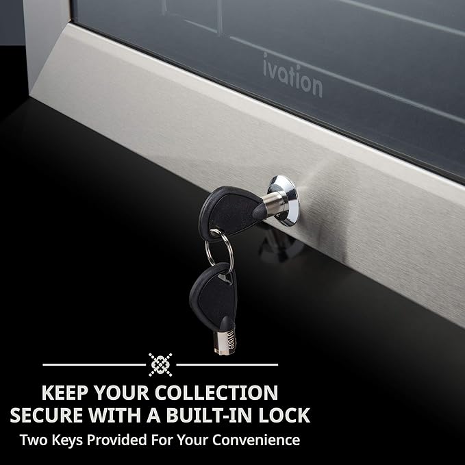 Ivation 43 Bottle Dual Zone Wine Cooler Refrigerator w/Lock | Large Freestanding Wine Cellar For Red, White, Champagne & Sparkling Wine | 41f-64f Digital Temperature Control Fridge Stainless Steel