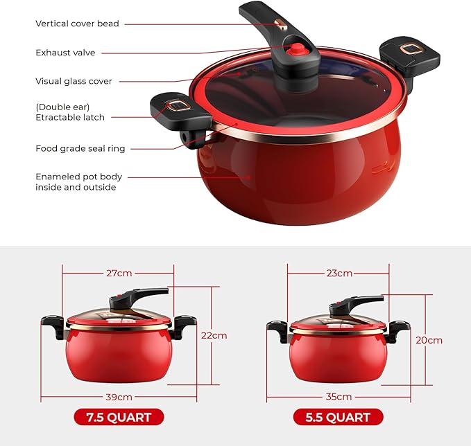 Nonstick Ceramic Coated Sauce Pan with Lid Blue Crock Pot with Twist & Lock Handles, Micro Pressure Cooker Versatile Stockpot with lid, Bottom Big Soup Canning Pots,Simmer Pots (BLUE, 5.5Quarts)