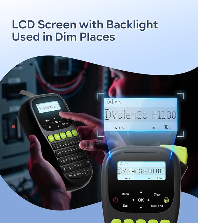Label Maker Waterproof-Labels, Wire Cable Label Maker, Labeler Machine with Tapes Laminated, H1100 Handheld Labeling Maker with Backlit-LCD & One-Touch Key, Home Industrial Office Organization