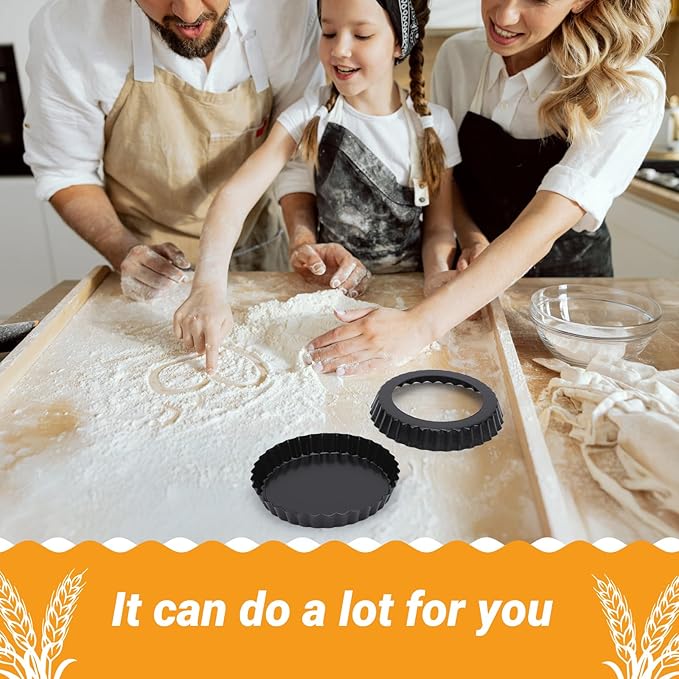 Beasea 6 Inch Tart Pan, 4pcs Small Pie Pans Removable Bottom Mini Tart Pans Non Stick Pie Pan, Loose Bottom Fluted Tart Pan Round Instant Pot Quiche Pan for Oven Baking