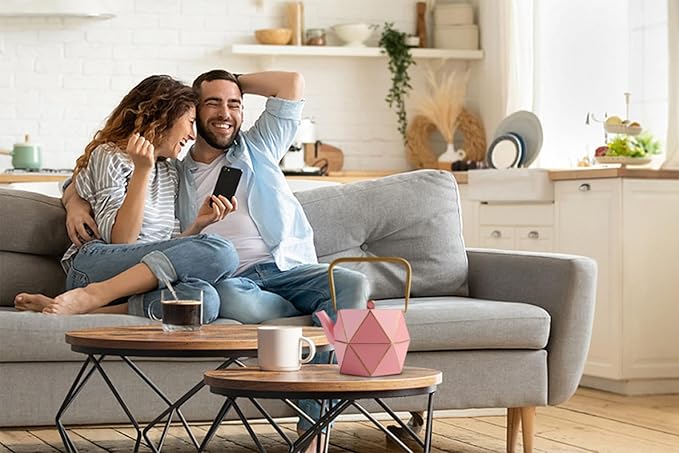 Toptier Cast Iron Teapot, Stovetop Safe Japanese Cast Iron Tea Kettle, Diamond Design Tea Pot with Removable Infuser for Loose Tea, 40 Ounce (1200 ml), Pink