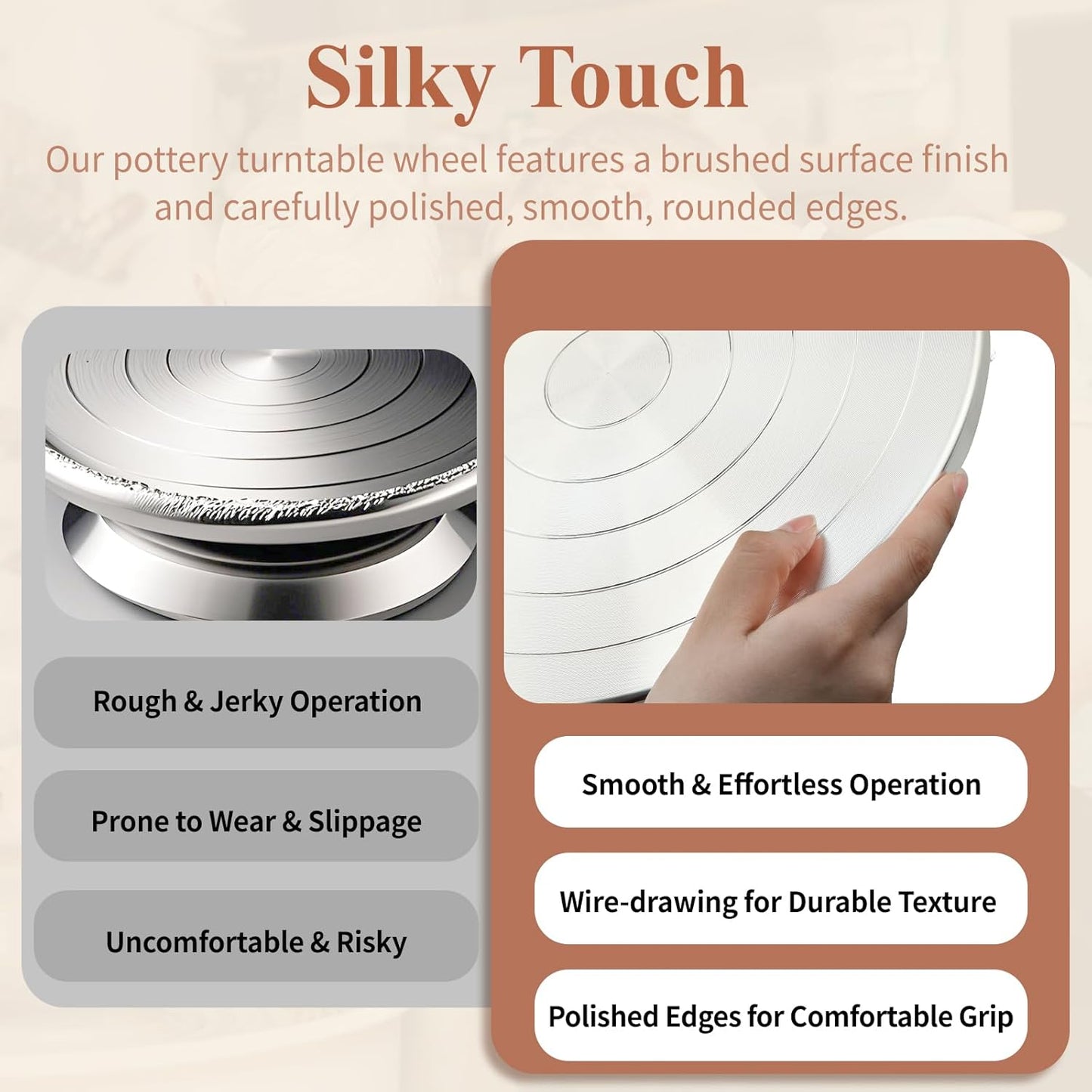 Yncotte 12 Inch Banding Wheel, Double-Sided Pottery Wheel Turnable Aluminium Alloy Heavy Duty Metal Sculpting Wheel with Ball Bearings for Ceramics Clay Model Making Cake Decor Paint Spraying Display