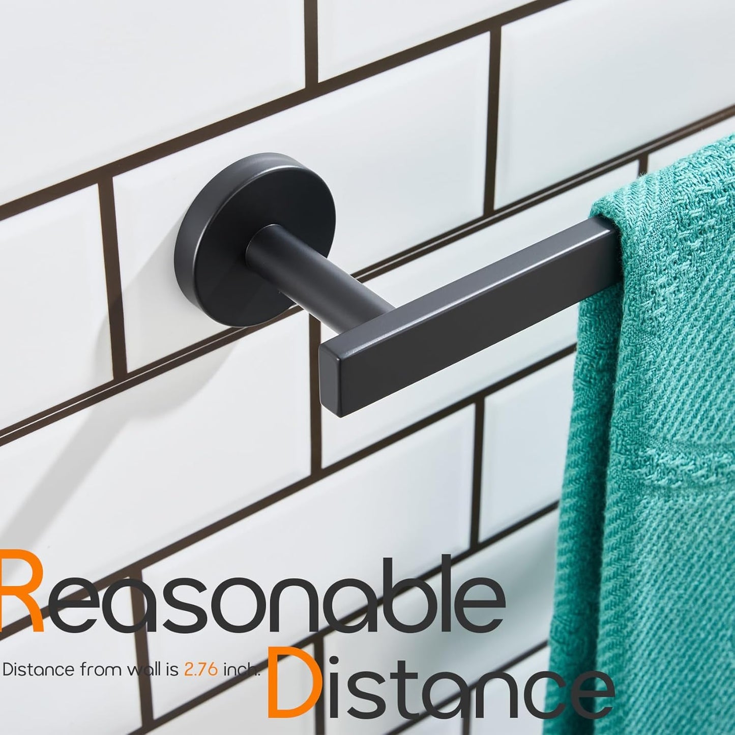 20 Inch Bathroom Towel Bar Bath Towel Rack Kitchen Towel Holder Towel Shelf Wall Mounted SUS304 Stainless Steel 2 Pack Matte Black AN4001MB-L20-P2