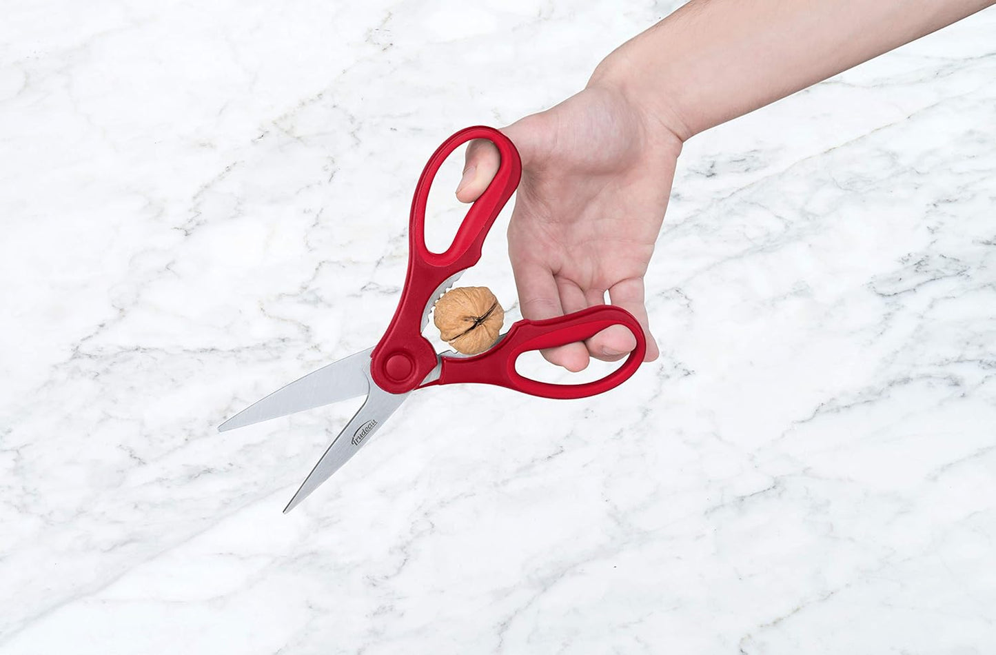 Trudeau Detachable Kitchen Shears - Sharp, Versatile Scissors in Paprika Red - Easy Cleaning & Multipurpose for Cooking, Herbs, and Meat