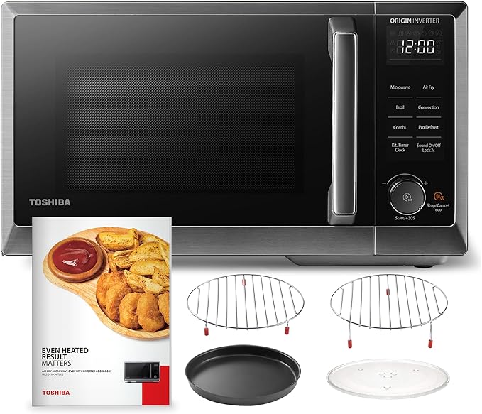 TOSHIBA Inverter Countertop Microwave Oven Air Fryer Combo MASTER Series, Broil, Convection, Speedy Combi, Even Defrost 11.3'' Turntable Sound On/Off, 27 Auto Menu&47 Recipes