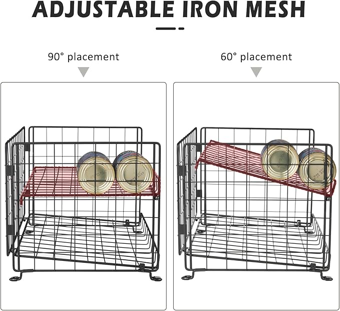 JKsmart 2-Pack Stackable Can Rack Organizer, Can Storage for Kitchen Pantry Cabinet, Can Holders for Food, Multifunctional Can Dispenser for Snacks Soda