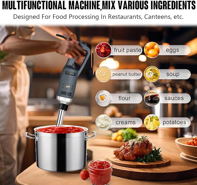 VONCI 280W Commercial Immersion Blender, Light Duty Hand Blender with Variable Speed 6000-20000RPM, Handheld Stick Mixer with 9.5" Detachable Shaft, Professional Blender for Restaurant Kitchen.