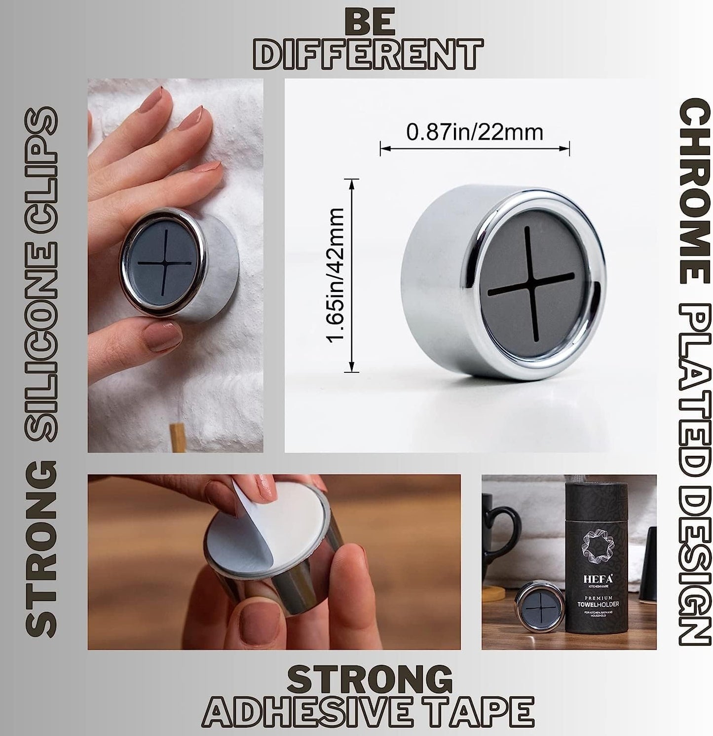 HEFA Towel Hooks, Towel Holder, Dish Towel Holder, Kitchen Organization, Kitchen Towel Hook, Kitchen Towel Holder, Hand Towel Holder, Kitchen Gadgets, Kitchen Essentials, Bathroom Accessories, 4 Pack