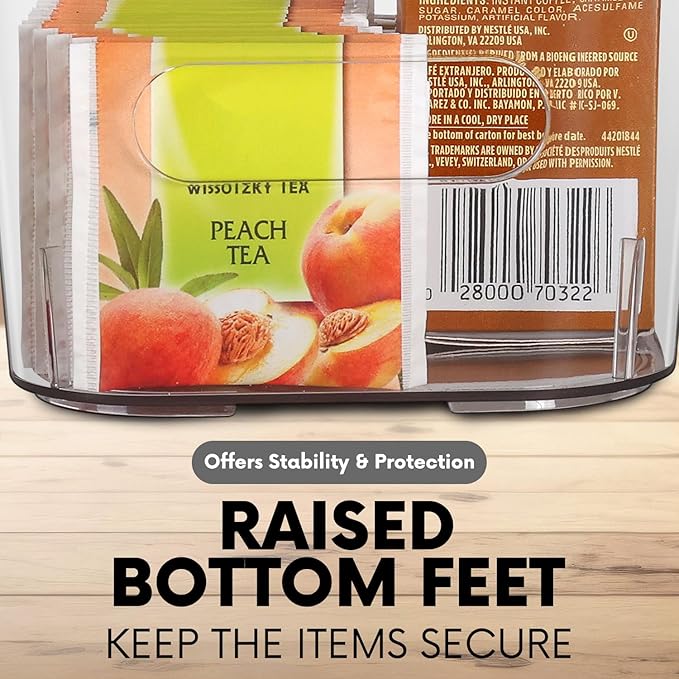 Clear storage organizer bins, Medium Kitchen Cabinet Organizers and Storage Baskets Pantry Fridge Containers for Organizing Cabinet Organization Perfect for Foods Snacks Chips Vitamin spices