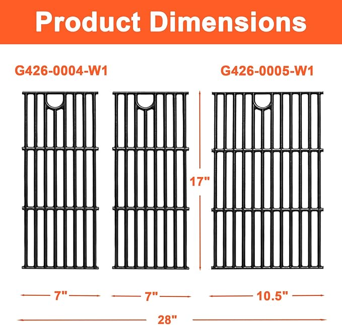 17" Grill Grates for Charbroil Performance 4 Burner 463352521 463354021 463365522 463365021 463350521, Cooking Grids for Charbroil Grills, Replacement Parts for G426-0004-W1 G426-0005-W1, Cast Iron