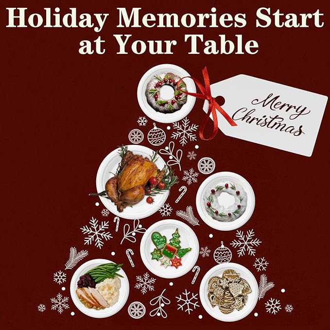 50 Compostable Paper Plates, Includes 25-9" & 25-7" Heavy Duty Disposable Plates, Biodegradable Sugarcane Bagasse, White