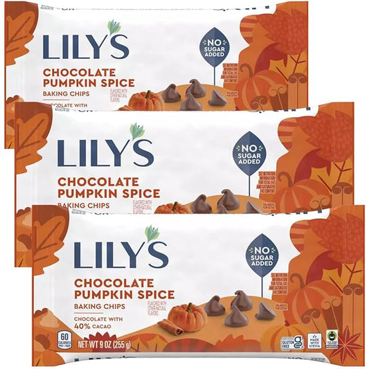 Lilys Chocolate Pumpkin Spice Baking Chips 9 Oz 3 Pack