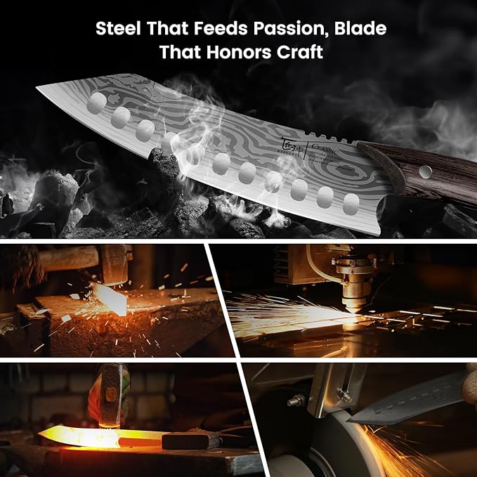 Kiritsuke knife, 8.2 Inch Chef Knife, Japanese Style High Carbon Steel, Razor Sharp for Precision Cutting, Damascus Pattern, Ergonomic Full Tang Wood Handle, Birthday Wedding Cooking Gifts