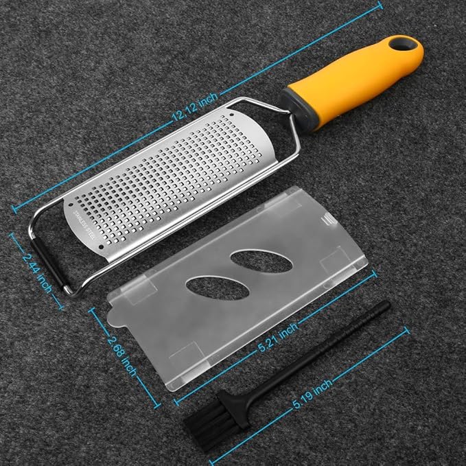 Pro Zester Grater, Lemon Zester, Parmesan Zester, Chocolate, With Razor-Sharp Stainless Steel Blade, Protective Cover and Cleaning brush, Dishwasher Safe, by Nspring
