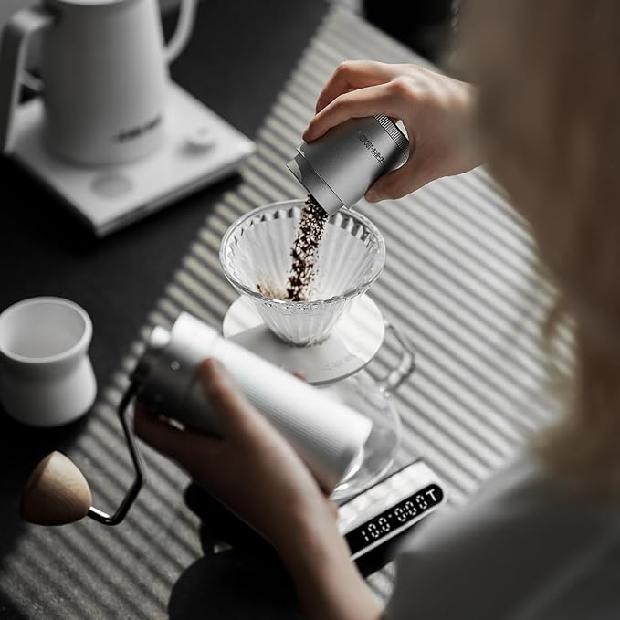 MHW-3BOMBER R3 Manual Coffee Grinder with CNC Stainless Steel Conical Burr and 5 Screen for French Press, Drip, Espresso, External Adjustable, Hand Coffee Bean Grinder with Magnetic Bin, G5934S-OS