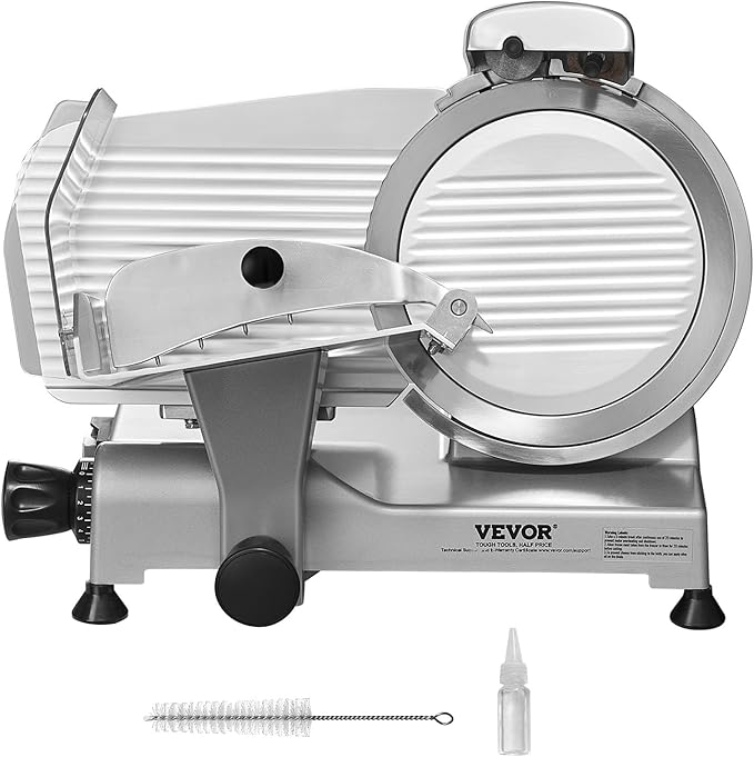 Meat Slicer, 340W Electric Deli Food Slicer with 10" SUS420 Stainless Steel Blade and Built-in Sharpening Stone, 0-0.6 inch Adjustable Thickness for Commercial and Home Use, Cut Meat and Cheese