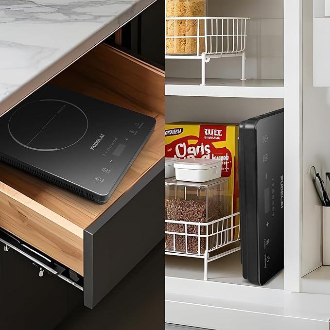 Portable Induction Cooktop 1800W Countertop Burner with 20 Temp/Power Settings, Child Lock & Turbo Cooling - 6.9" Sensor Coil, Hot Pot Mode, RV/Camping Safe Cooker for Dorm RV Kitchen (Black)