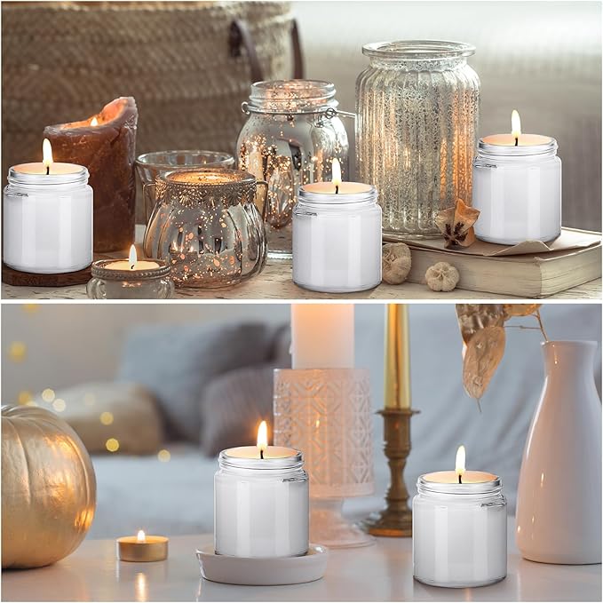 Norme 24 Pcs 4 oz Glass Jars with Lids Empty Small Glass Containers and Inner Liners Reusable Cosmetic Jars Round Airtight Bottles with Plastic Woodgrain Lids for Travel