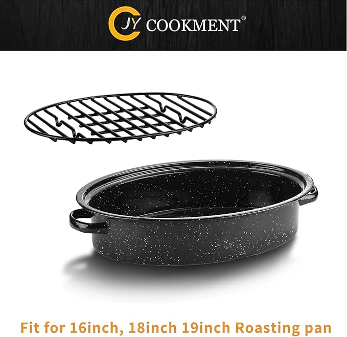 JY COOKMENT Roasting Rack with Integrated Feet, Cooling Drying Rack With Enameled Coating, PTFE Free, Great for Cooking, Roasting, Drying, Grilling, Dishwasher Safe (12.5"x8.5")