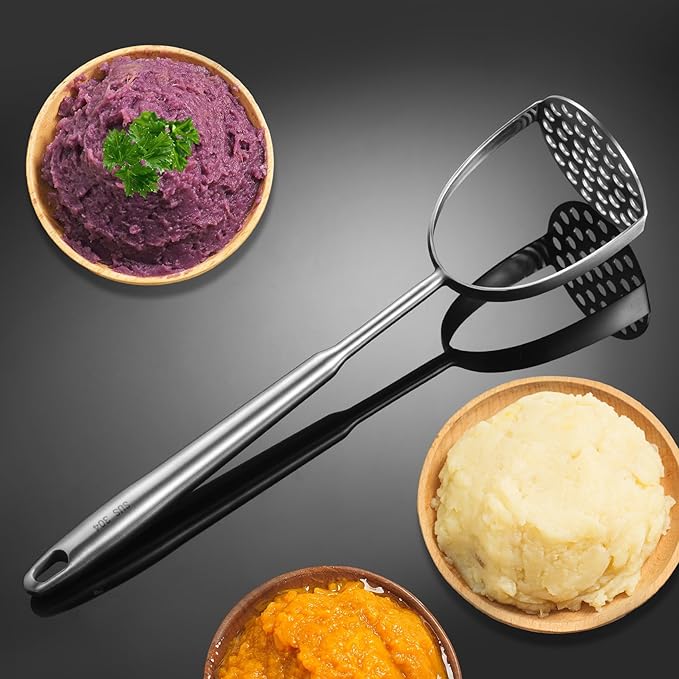 Potato Masher Stainless Steel,14Inch Long handle Potato Smasher, Mashed Potatoes Masher Kitchen Tool for Avocado,Potatoes, Beans, Vegetables, Large Heavy Duty Metal Mashing Utensil