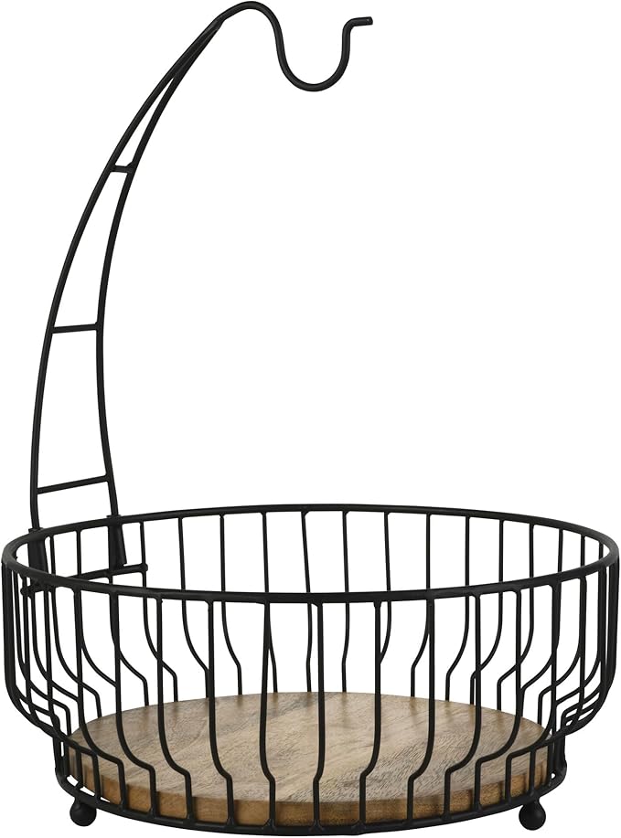 Gourmet Basics by Mikasa Savannah Fruit Storage Basket with Removable Banana Hook, 12 x 12 x 16 Inch