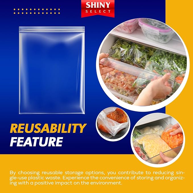 [ Pack of 25 ] Big Resealable 3.5 Gallon Large Freezer Bags for Moving, Packaging, Storage, Meal Prep, Food Storage, Brining, Closet Organization
